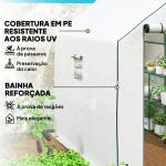 Estufa de Jardim de 3 Níveis com 12 Prateleiras Porta Enrolável Janelas Anti - UV Cobertura de PE 140x213x190 cm Branco