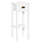 Mesa de Apoio com Gaveta e Prateleira de Armazenamento Estilo Moderno 30x30x75cm Branco