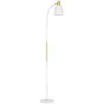 Candeeiro de Pé LED com Altura Ajustável Ecrã Interruptor para Sala de Estar Escritório Quarto 49x21x127 - 160 cm Branco e Dourado