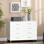 Cómoda com 4 Gavetas Cómoda de Dormitório de Estilo Moderno para Sala de Estar Entrada Corredor 112x38,2x81cm Branco