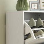 Sapateira Estreita Móvel Sapateira com 2 Gavetas Abatíveis e Prateleiras Ajustáveis para 8 Pares de Sapatos 47x26x85 cm Branco