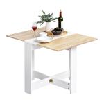 Mesa Sala de Jantar Dobrável Mesa Auxiliar de Cozinha com Laterais Dobráveis Desenho Moderno 103x76x73,5 cm Madeira e Branco