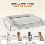 Cama Elevada para Cães com Latertais Amovíveis Cama Elevada para Cães Grandes Portátil com Malha Respirável 130x90x30 cm Cinza Claro