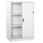 Armário de Escritório com 2 Portas Deslizantes e 3 Prateleiras 80x40x120 cm Branco