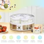 Iogurteira 20W Capacidade 1,26L com 7 Frascos de Cristal de 180 ml Termóstato Ajustável Temporizador de 1 - 48 horas 24x24x13 cm Branco