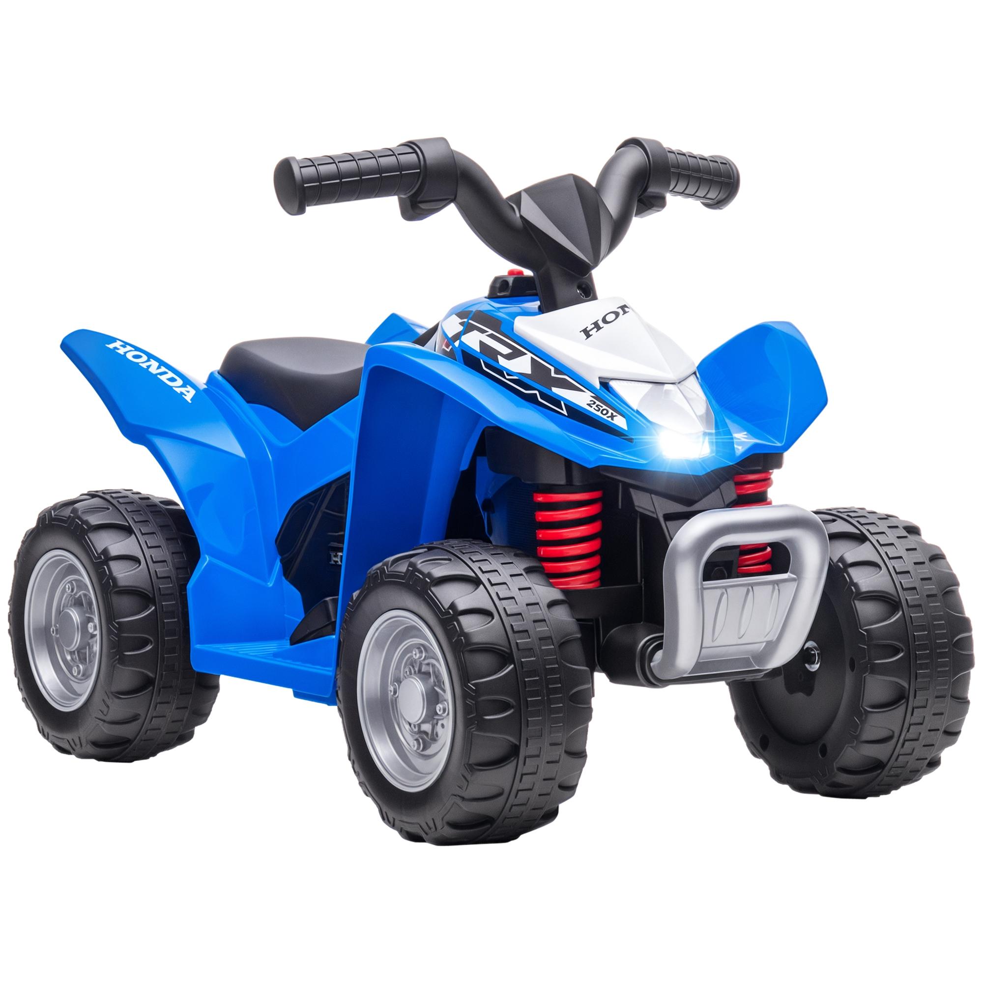 Quadriciclo Elétrico HONDA para Crianças de 18 - 36 Meses Quadriciclo Elétrico Infantil a Bateria 6V com Faróis LED Buzina Velocidade de 2,8km/h e Avance 65,5x35,5x43,5cm Azul
