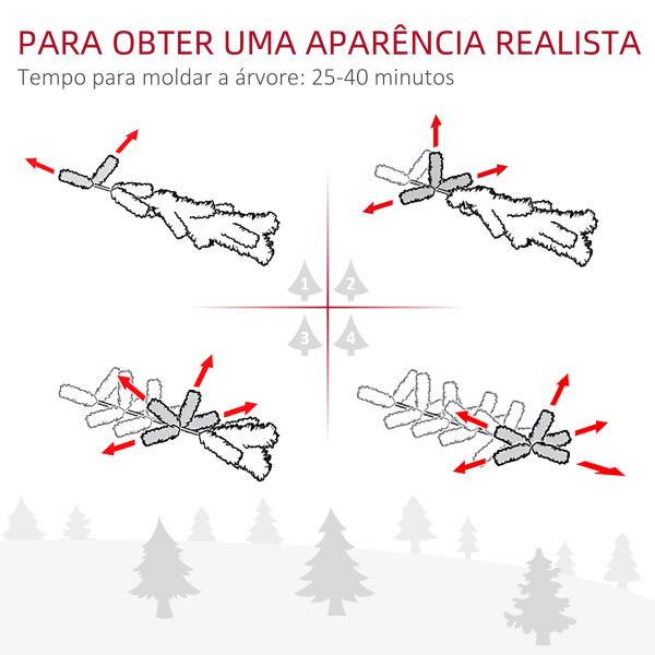 Árvore de Natal 225 cm Árvore de Natal Artificial Nevado com 738 Ramos e Suporte de Metal Verde e Branco