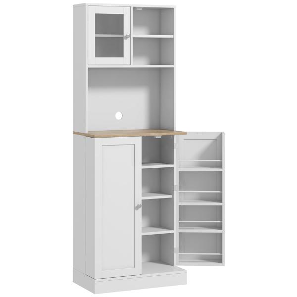 Armário de Cozinha Armário Alto de Cozinha com 3 Portas Prateleiras Ajustáveis e Prateleiras na Porta 60x35x169 cm Branco