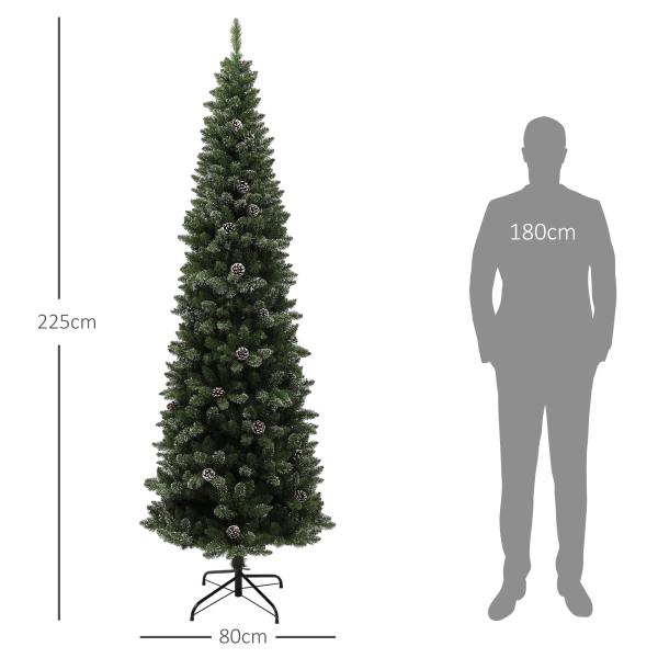 Árvore de Natal 225 cm Árvore de Natal Artificial com 980 Ramos e Suporte de Metal Árvore de Natal para Interior Verde