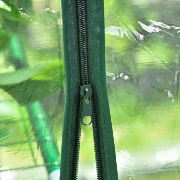 Estufa Transparente de Jardim Estufa de Plantas de 3 Níveis com Prateleiras Estrutura de Aço 143x143x195cm Transparente e Verde