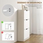 Sapateira de Madeira com 3 Compartimentos Abatíveis com Capacidade para 12 Pares 62,5x26x117,5 cm Branco e Madeira