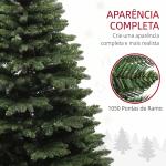 Árvore de Natal Artificial 180 cm com 1050 Ramos e Base de Aço Dobrável, Montagem Rápida, para Interior, Verde