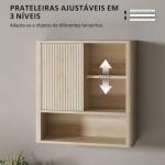 Armário de Casa de Banho de Parede com Prateleiras Ajustáveis Porta Deslizante e Compartimentos 60x20x62 cm Madeira