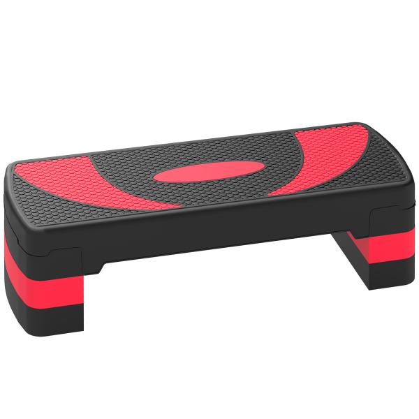 Step para Exercício Aeróbico Plataforma Step com Altura Ajustável em 3 Níveis 80x31x10 - 20 cm Vermelho e Preto