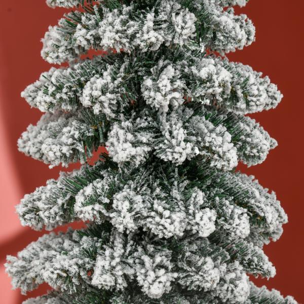 Árvore de Natal Estreita Nevada 180 cm com 395 Ramos e Suporte Metálico Dobrável para Sala de Estar, Interior, Verde