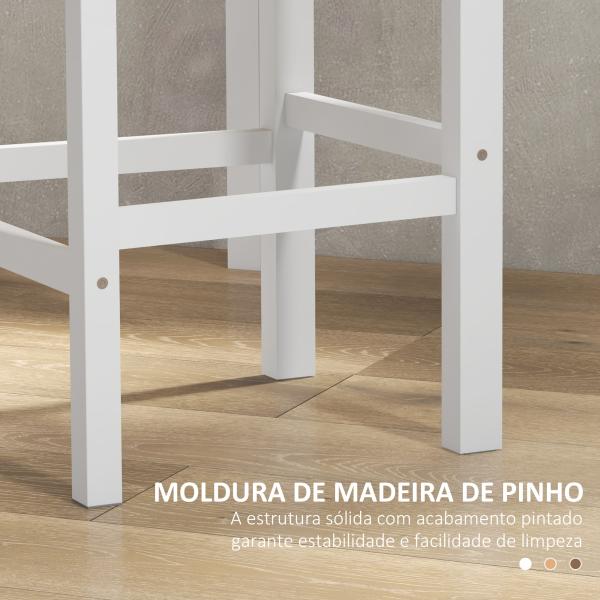 Conjunto de 2 Bancos de Bar de Madeira com Encosto e Apoio para os Pés Estilo Rústico para Cozinha 41x46x97.5 cm Natural