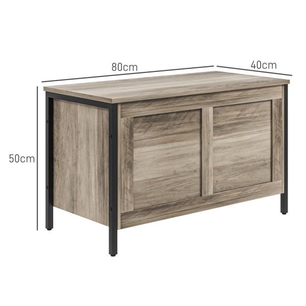 Baú de Armazenamento 95L Baú de Arrumação com Tampa Banco de Armazenamento com Dobradiça de Segurança 80x40x50 cm Cinza Claro