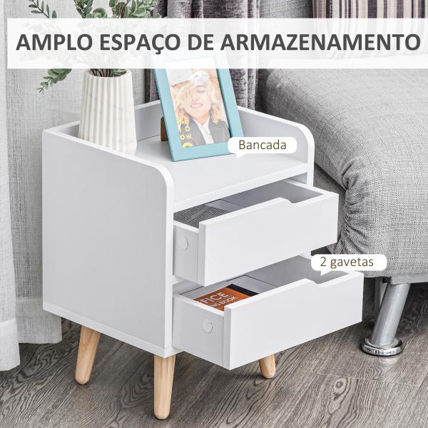 Mesa de cabeceira polivalente com 2 gavetas espaçosas 33x28x42 cm