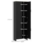 Armário de Cozinha com 4 Portas e Prateleiras Ajustáveis Anti - Tombo 60x30x170,5 cm Preto
