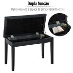 Banco de Piano Banco para Piano com Espaço de Armazenamento Assento de Couro Sintético Acolchoado76x36x50cm Preto