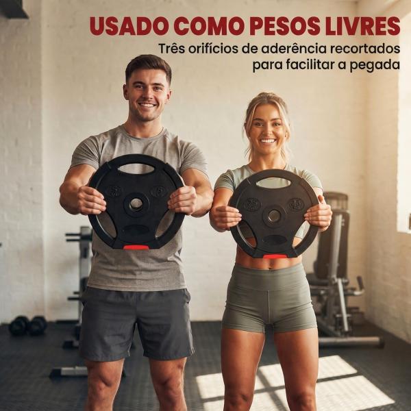 Conjunto de Discos de Pesos de 4 Peças 2x5 kg e 2x2,5 kg com Orifícios de 2,5 cm para Treino Fitness Preto