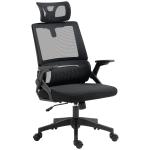 Cadeira de Escritório de Malha Confortável Giratória com Altura e Apoio para a Cabeça Ajustáveis Apoio Lombar Preto 60x61x104,5 - 121,5 cm