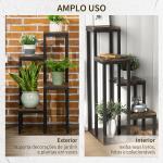 Suporte para Plantas de 4 Níveis com Base, Estante para Vasos para Interior e Exterior, 40x40x81 cm, Castanho