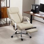 Cadeira de Escritório com Massagem Reclinável Aquecimento Apoio para Pés e Controlo Remoto 66x70x112 - 120 cm Bege