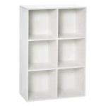 Estante para Livros Estante de Madeira de 3 Níveis com 6 Compartimentos de Armazenamento 65,5x30x97,5 cm Branco