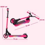 Trotinete Elétrica Dobrável para Crianças 120 W Autonomia 6 km e Máximo 10 km/h com Travão Luzes LED 74x52x83 - 87 cm Rosa