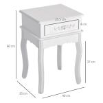 Mesa de Cabeceira com 1 Gaveta Mesa Auxiliar de Madeira para Dormitório Sala de Estar Estilo Moderno 40x35x60cm Branco