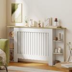 Cobertura para Radiadores com Prateleiras Desenho Moderno de Ripas para Sala de Estar Quarto 152x19x83 cm Branco