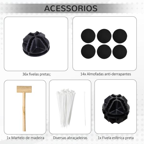 Recinto para Animais Pequenos com 27 Painéis e Forma Personalizável 140x70x70 cm Transparente e Preto