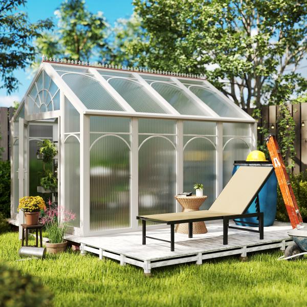 Espreguiçadeira Reclinável de Jardim Exterior com Encosto Ajustável em 4 Posições e Estrutura de Aço, 166x60x84 cm, Caqui