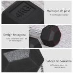 Conjunto de Halteres de 2x4 kg com Barra Metálica e Cabeça Hexagonal Conjunto Pesos para Treino 27,2x10,5 cm Preto e Prata