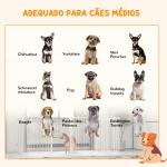 Parque para Cães de 8 Painéis 64x90 cm Dobrável de Aço com Duplo Travamento Função de Bloqueio e Formato Modular Branco