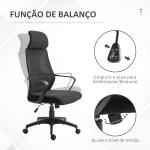 Cadeira de escritório ergonômica Cadeira de mesa inclinável ajustável em altura com encosto de braço Encosto de cabeça 5 rodas Suporta até 120 kg 64x58x116 - 126 cm Preto