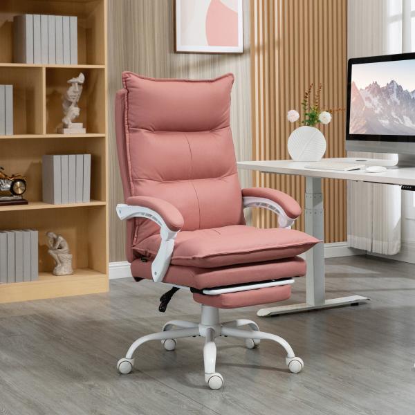 Cadeira de Escritório com 6 Pontos de Massagem e 5 Modos Reclinável com Função de Aquecimento 66x74x114 - 121,5 cm Rosa