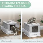 Caixa de Areia para Gatos Dobrável Caixa de Areia para Gatos Fechada com Bandeja Removível e Pá 47,5x35,5x36,7cm Cinza