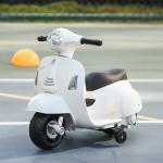Mota Elétrica Vespa 6V com Farol Buzina e Rodas Auxiliares para Crianças de 18 - 36 Meses Branco 66,5x38x52 cm