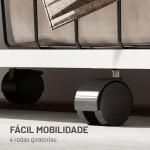 Roupeiro com Rodas, Cortina, Barra para Pendurar Roupa e 3 Prateleiras Abertas para Quarto, 80x40x128 cm, Branco