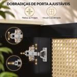 Cobertura para Radiador com 2 Portas em Rotim para Sala de Estar e Quarto 78x19x75 cm Preta