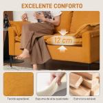 Sofá de 2 Lugares Revestido em Veludo Sofá Moderno com Pés de Metal Apoios de Braços Acolchoados 130x77x84 cm Amarelo Mostarda