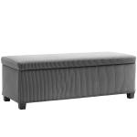 Banco de Arrumação Capacidade de 84 L Estofado em Veludo Banco Pé de Cama para Dormitório 112x42x40 cm Cinza