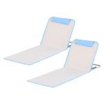 Conjunto de 2 Esteiras de Praia com Encosto Reclinável em 5 Níveis Bolsa de Transporte e Apoio de Cabeça 48x134x33 - 43 cm Branco Creme