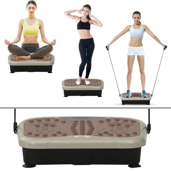 Plataforma de Vibração com 2 Bandas Elásticas para Treinamento de Fitness 200 W com Controle Remoto e Carga 120 kg
