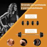 Conjunto de Barras de Pesos com 14 Discos de Pesos Intercambiáveis até 55kg Conjunto de Pesos e Barras Ajustáveis para Culturismo Treinamento Fitness em Casa Academia Preto