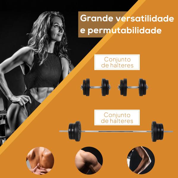 Conjunto de Barras de Pesos com 14 Discos de Pesos Intercambiáveis até 55kg Conjunto de Pesos e Barras Ajustáveis para Culturismo Treinamento Fitness em Casa Academia Preto