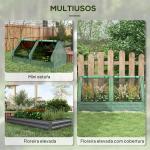 Floreira Exterior Grande com Mini Estufa com Base Aberta para Jardim Terraço Varanda 185x95x92 cm Cinzento e Verde