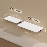 Conjunto de 2 Mesas Dobráveis de Parede Secretárias Flutuantes para Espaços Pequenos Mesas Rebatíveis Branco Brilhante